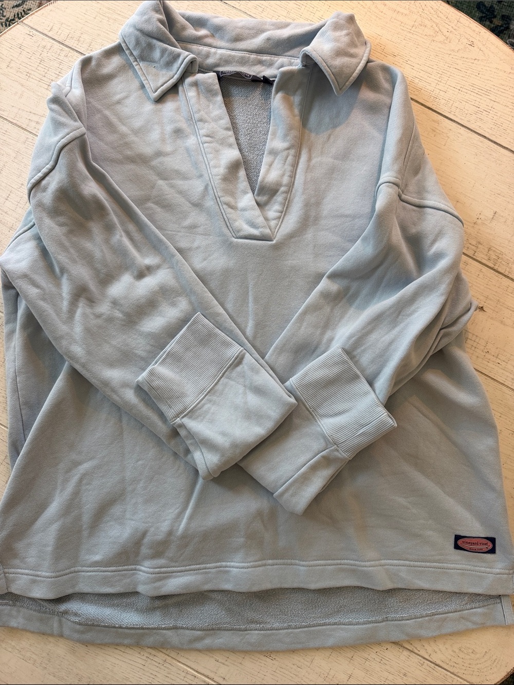 Vineyard Vines Light Blue Collared V-Neck Pullover Sweatshirt